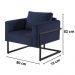 Poltrona Bella Veludo Azul Base em Metal Preto