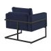 Poltrona Bella Veludo Azul Base em Metal Preto