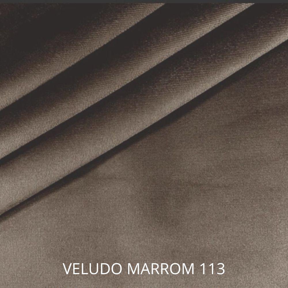 Poltrona Bella Veludo Marrom Base em Metal Preto