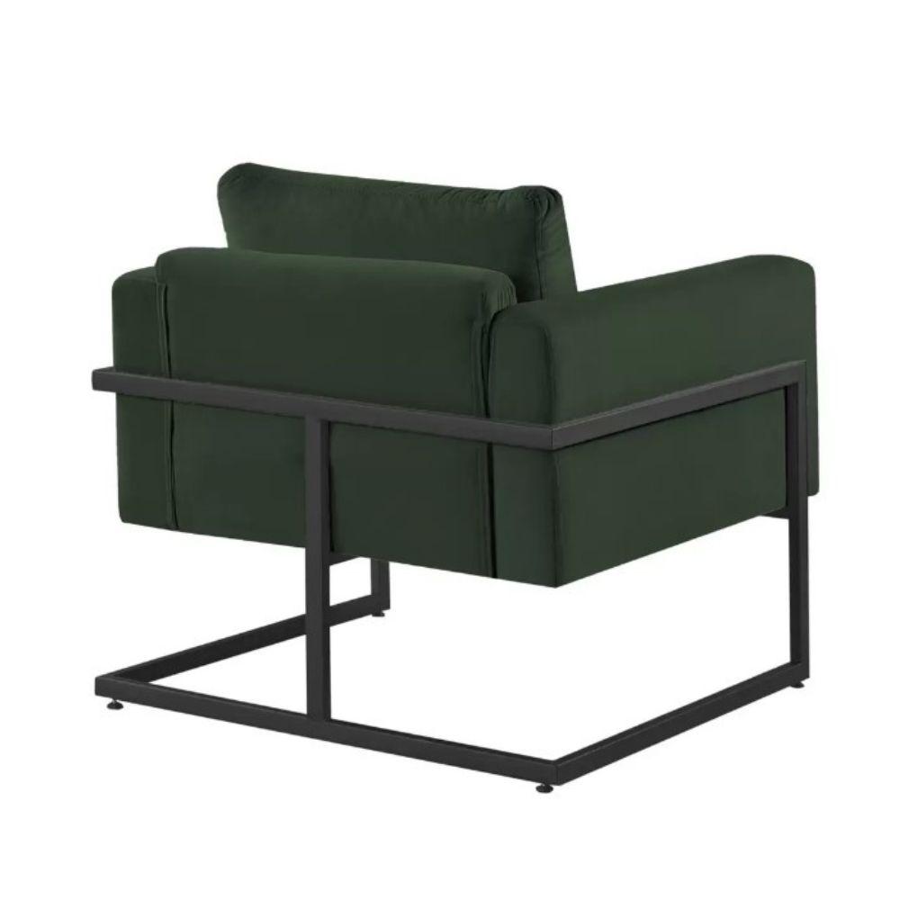 Poltrona Bella Veludo Verde Base em Metal Preto