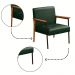 Poltrona Fontana Veludo Verde Base em Metal Preto e Madeira