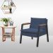 Poltrona Fortaleza Veludo Azul Base em Metal Preto