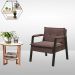 Poltrona Fortaleza Veludo Marrom Base em Metal Preto