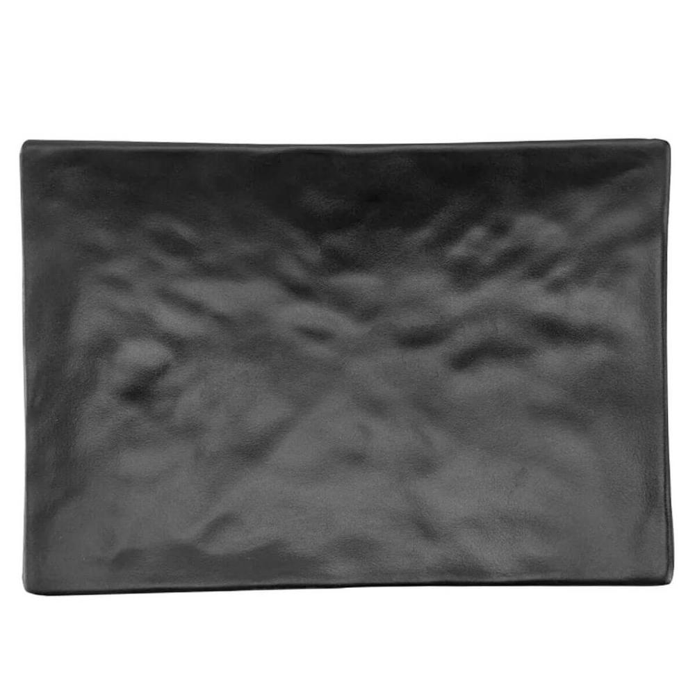 2 Pratos para Sushi Retangulares em Melamina 20x14cm Preto Gourmet Mix para Servir Comida Japonesa