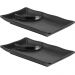2 Pratos para Sushi com Porta Shoyu 19x12cm Melamina Preta Retangular Comida Japonesa