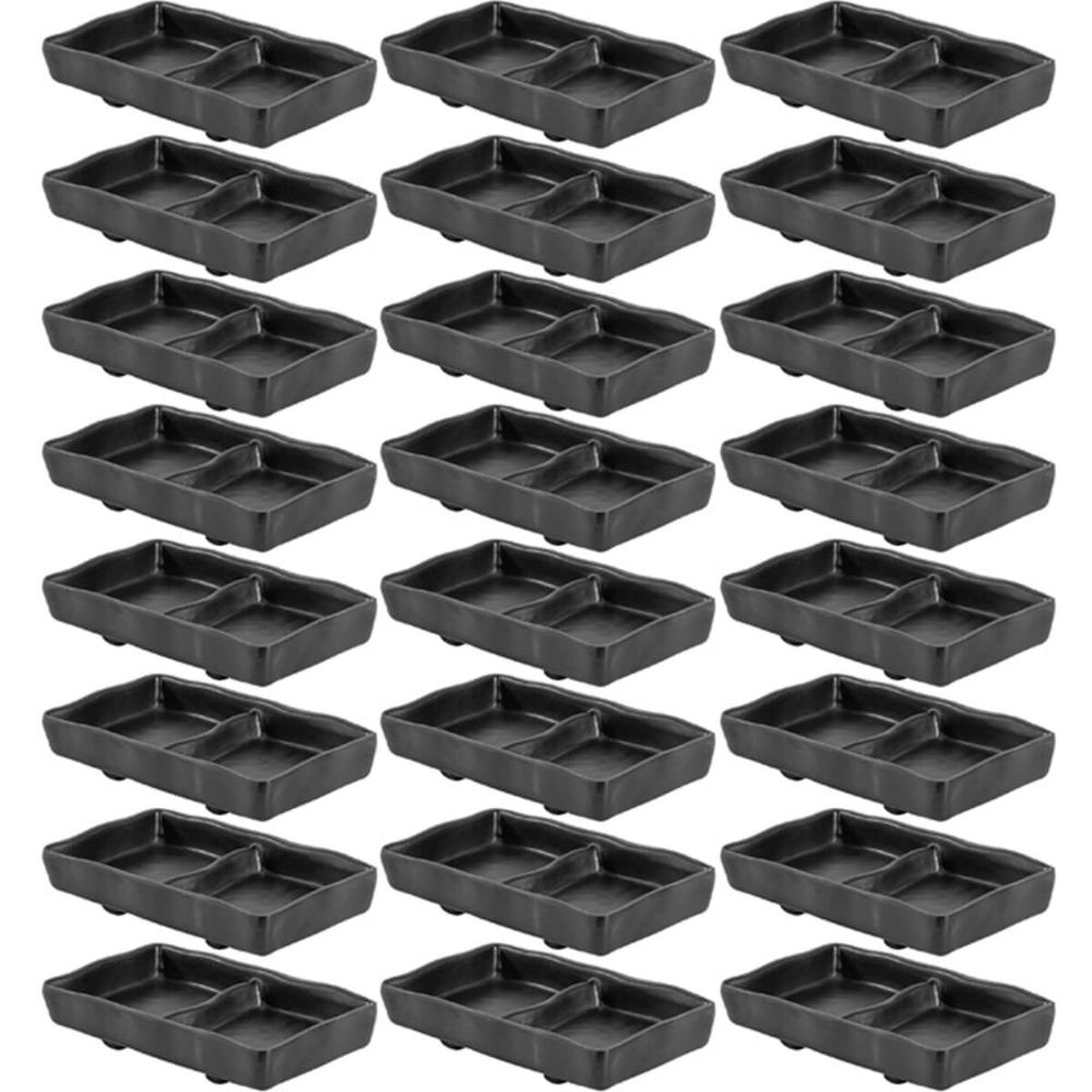 24 Molheiras Porta Shoyu de Melamina com Divisória 60ml Retangular Profissional para Servir Restaurantes