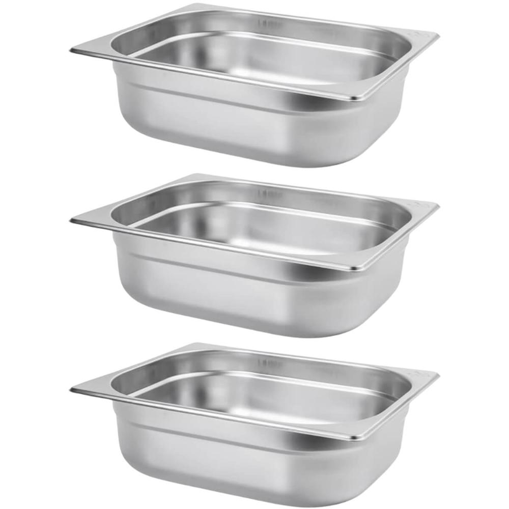 3 Cubas Gastronômicas Inox 6,41L 1/2 Restaurante Buffet Rechaud Gourmet Mix