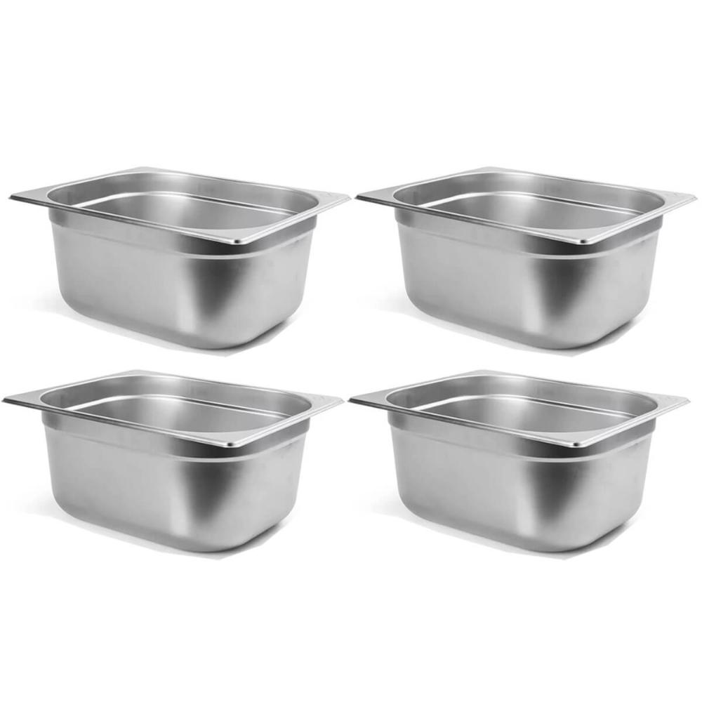 4 Cubas 1/2 Buffet Restaurante Inox Escovado 9,5L 32,5x26,5x15cm Gourmet Mix