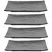 Kit 4 Travessas para Sushi em Melamina Retangulares 20x14cm Preto Gourmet Mix Prato para Servir Comida Japonesa
