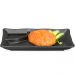 Prato para Sushi Sashimi Com Porta Shoyu 19x12cm Melamina Preto Comida Japonesa