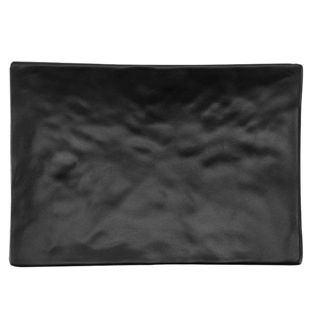 Prato para Sushi Sashimi Retangular 20x14cm Preto Melamina P