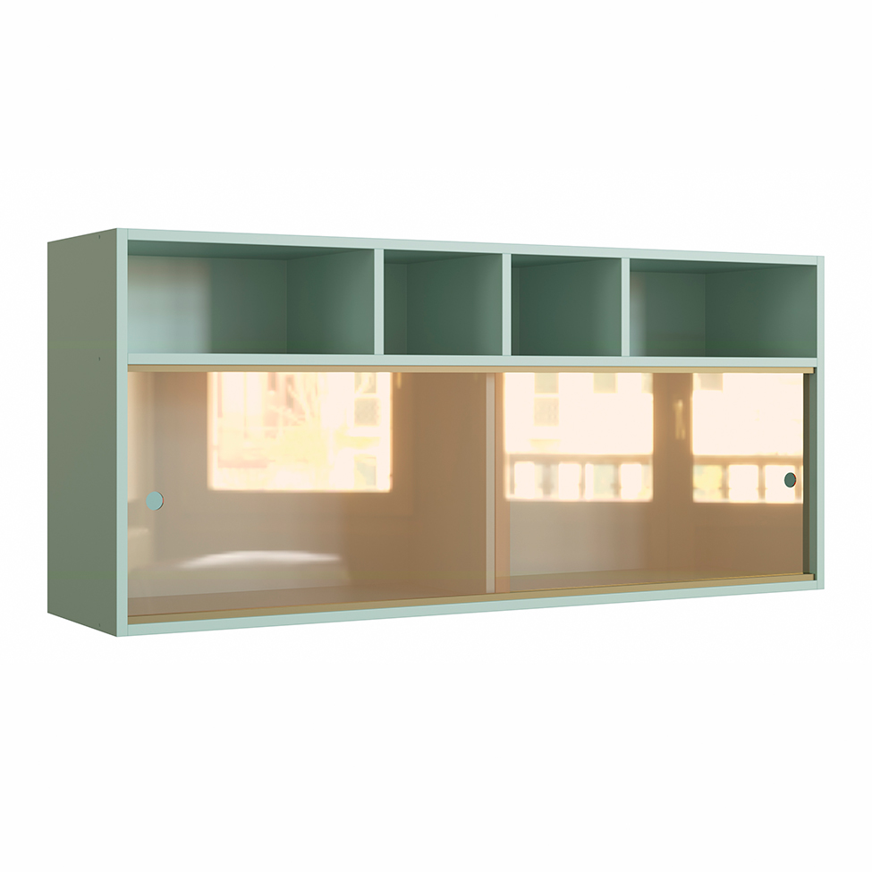 Armário Aéreo One com Vidro 2 PT Verde Bellagio