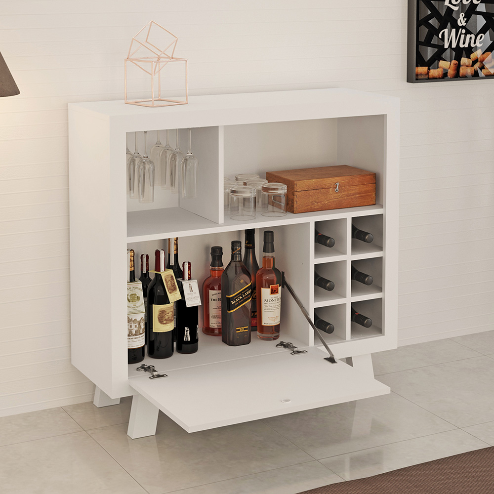 Adega Bar Grande para Sala de Estar Decorativa AD5002 MDP Branco G69 - Gran Belo