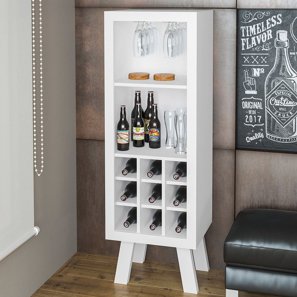 Adega Bar para Sala de Estar Decorativa AD5000 MDP Branco G69 - Gran Belo