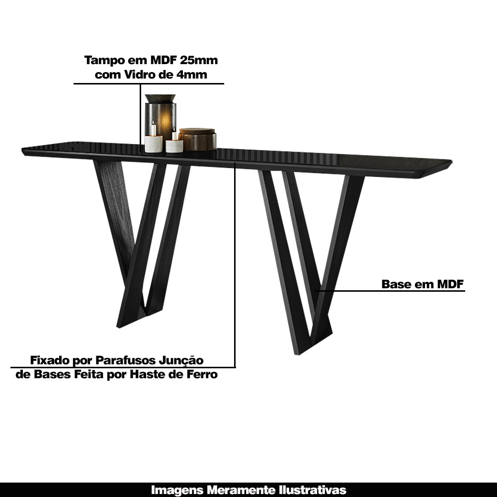 Aparador Decorativo 180cm Shuri Preto/Ébano G13 - Gran Belo