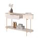 Aparador Decorativo Amanda 1 Gaveta e 1 Prateleira Pés Metálicos Dourados Off White G18 - Gran Belo