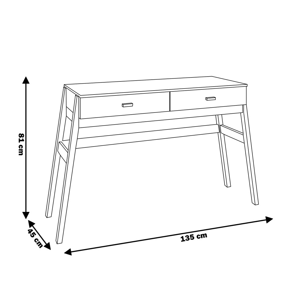 Aparador Decorativo Sala de Estar 2 Gavetas Yara Amêndoa/Off White G68 - Gran Belo