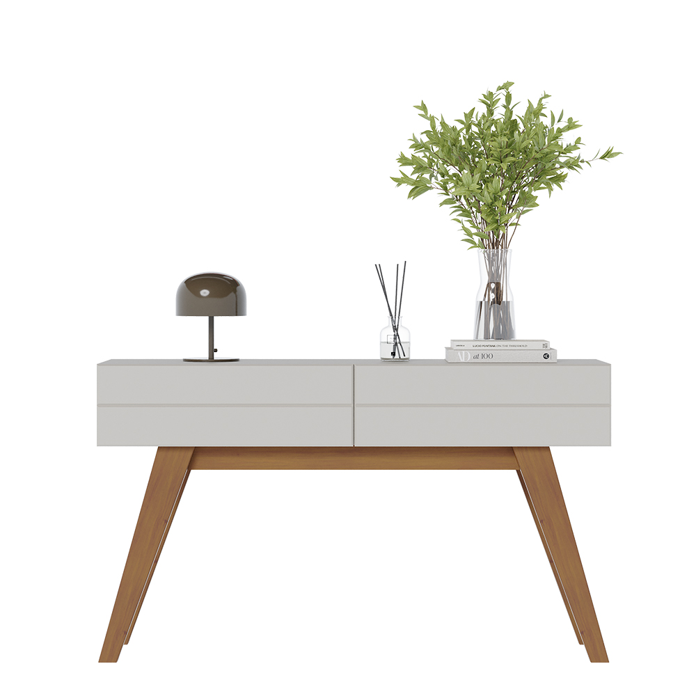 Aparador Decorativo Sala de Estar Sancho Pés em madeira com gaveta Off White/ Freijó  G73 - Gran Belo