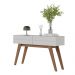 Aparador Decorativo Sala de Estar Sancho Pés em madeira com gaveta Off White/ Freijó  G73 - Gran Belo