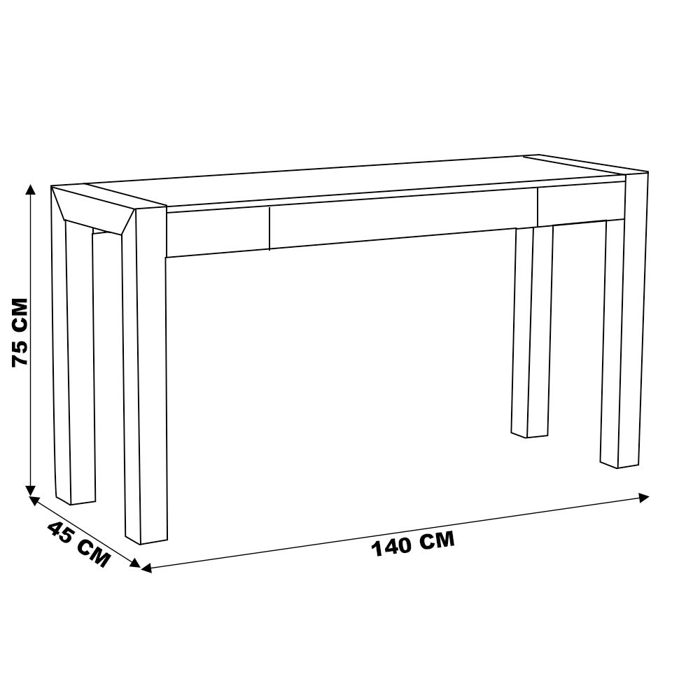 Aparador Sala de Estar 140cm com Gaveta Dumai Madeira Maciça Acácia G54 - Gran Belo