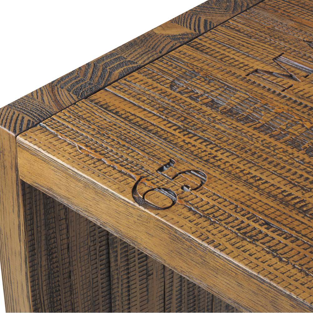Aparador para Sala de Estar Flauer com Gravura Madeira Maciça Rustic Brown G54 - Gran Belo
