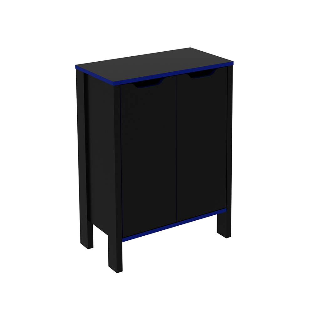 Armário 2 Portas para Escritório Home Office Gamer ME4164 MDP Preto/Azul G69 - Gran Belo