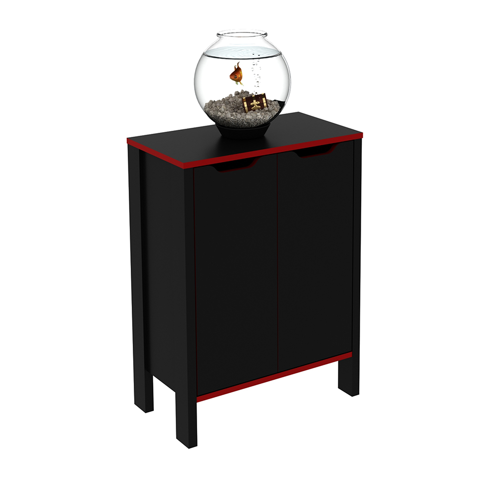Armário 2 Portas para Escritório Home Office Gamer ME4164 MDP Preto/Vermelho G69 - Gran Belo