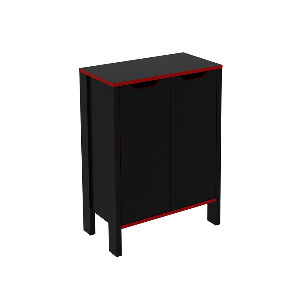 Armário 2 Portas para Escritório Home Office Gamer ME4164 MDP Preto/Vermelho G69 - Gran Belo