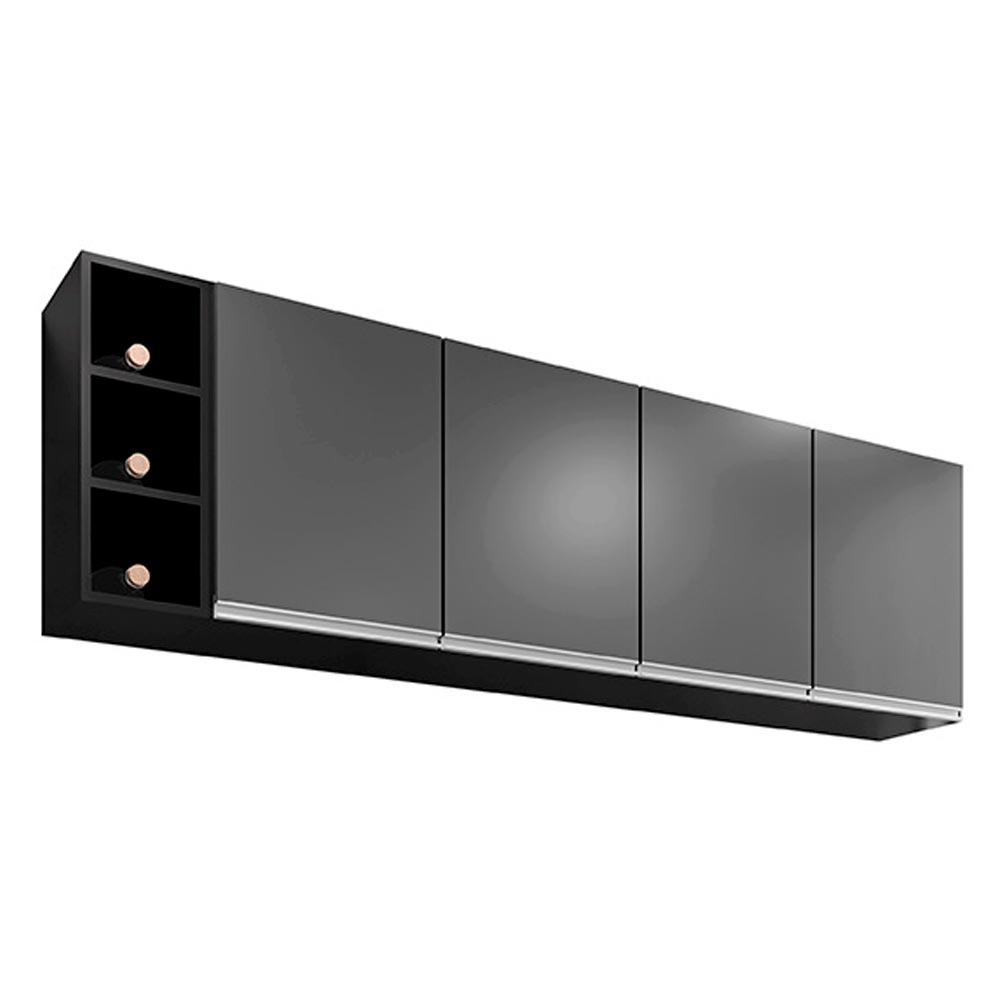 Armário Aéreo Apex MDP/BP Preto/Grafite G96 - Gran Belo