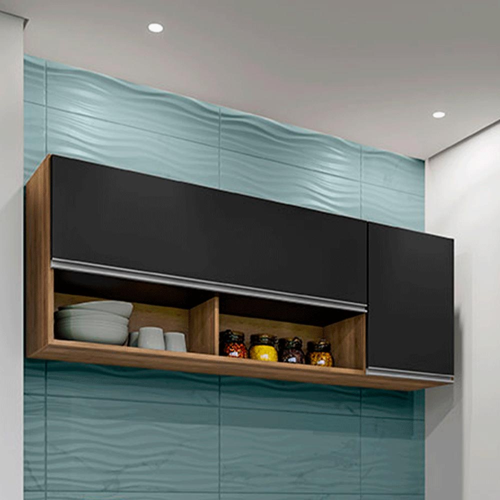 Armário Aéreo Dodoma MDP/BP Freijó/Preto G96 - Gran Belo