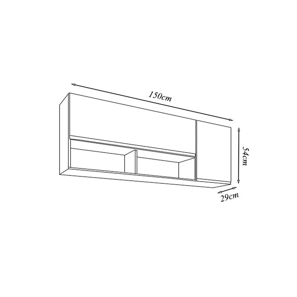 Armário Aéreo Dodoma MDP/BP Freijó/Preto G96 - Gran Belo