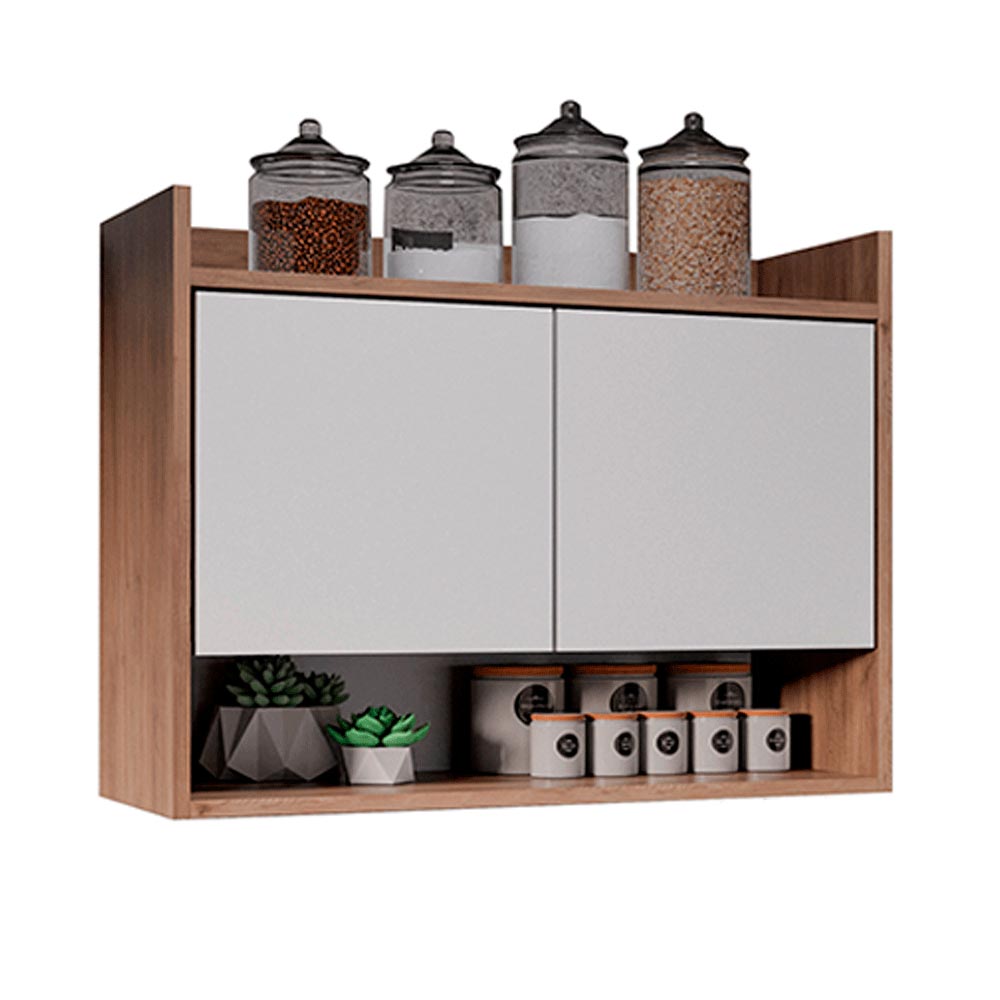 Armário Aéreo com 2 Portas Chico Freijó/Branco G96 - Gran Belo