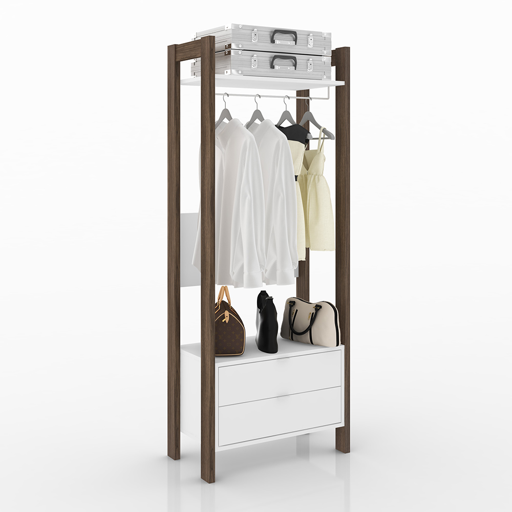 Armário Alto Closet para Escritório Home Office AZ1011 MDP Branco/Nogal G69 - Gran Belo