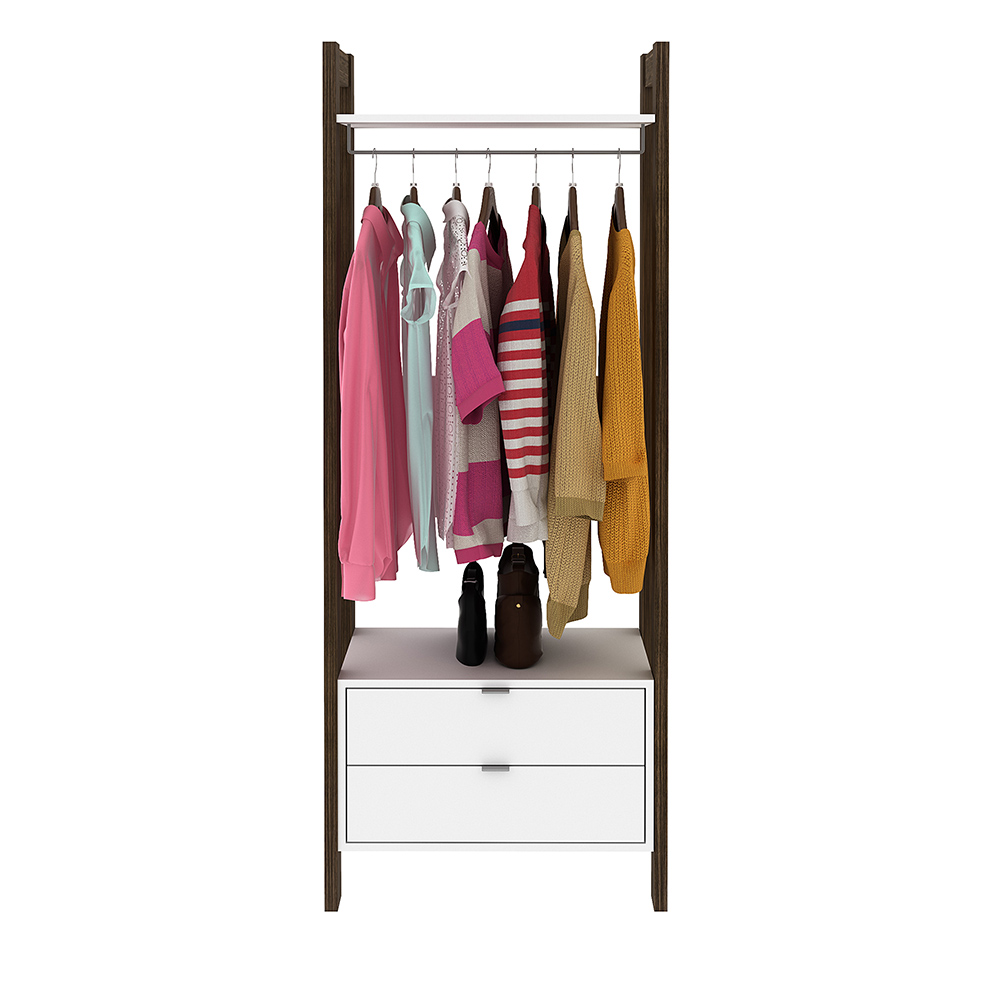 Armário Alto Closet para Escritório Home Office AZ1011 MDP Branco/Nogal G69 - Gran Belo