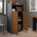 Armário Alto Decorativo Home Office 2 Portas Rocky MDP/BP Nogueira/Preto G11 - Gran Belo