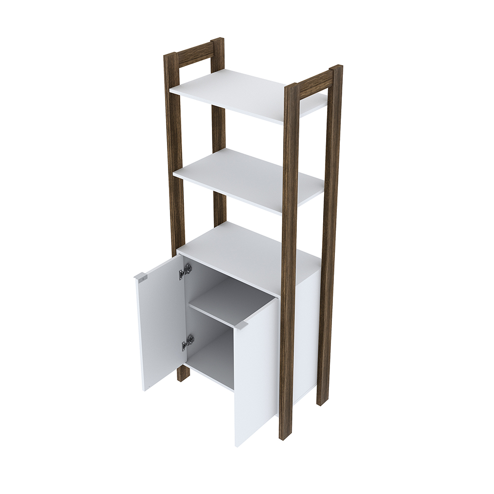 Armário Alto para Escritório Home Office AZ1009 MDP Branco/Nogal G69 - Gran Belo