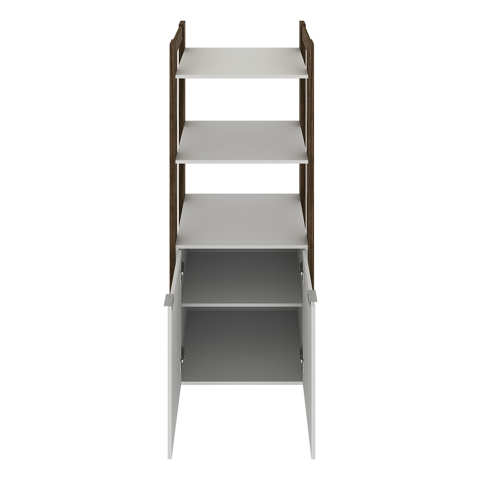 Armário Alto para Escritório Home Office AZ1009 MDP Branco/Nogal G69 - Gran Belo