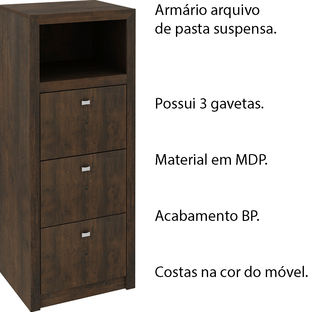 Armário Arquivo para Escritório Home Office ME4118 MDP Rustico G69 - Gran Belo