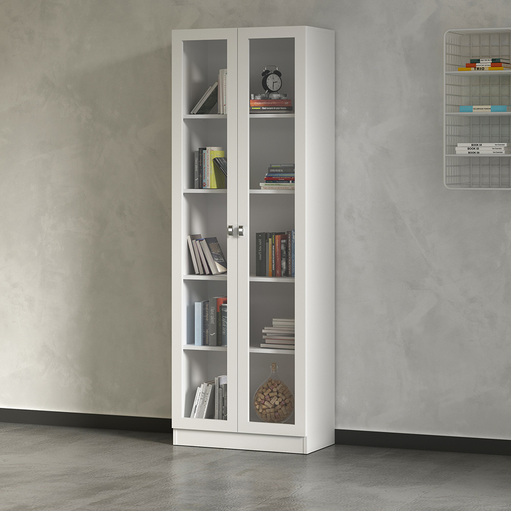 Armário Estante Alto Porta de Vidro ME4115 MDP Branco G69