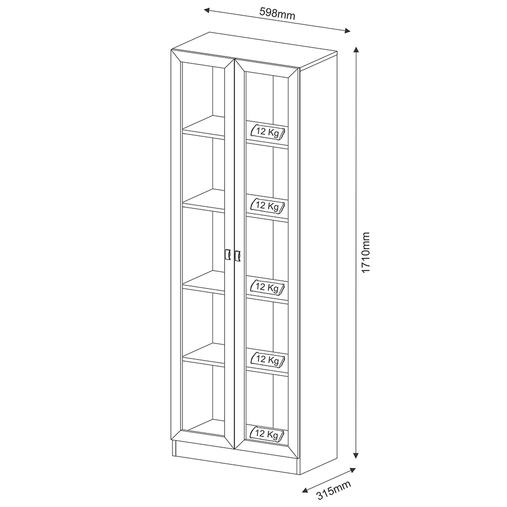 Armário Estante Alto Porta de Vidro ME4115 MDP Branco G69