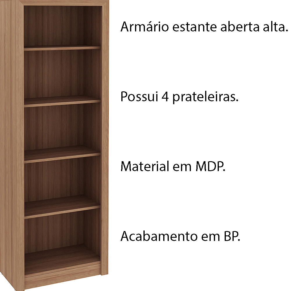 Armário Estante Alto para Escritório Home Office ME4104 MDP Amendoa G69 - Gran Belo