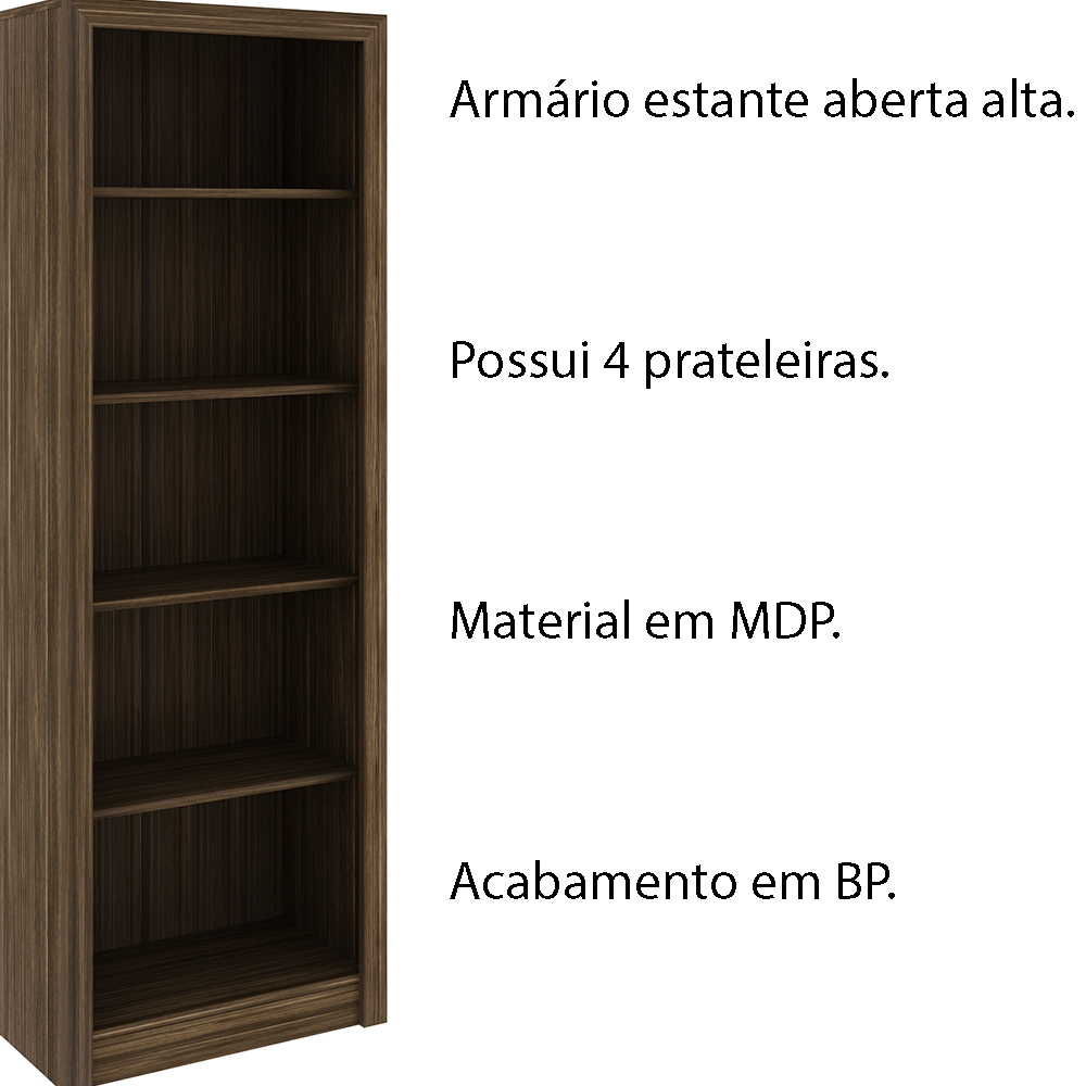 Armário Estante Alto para Escritório Home Office ME4104 MDP Nogal G69 - Gran Belo