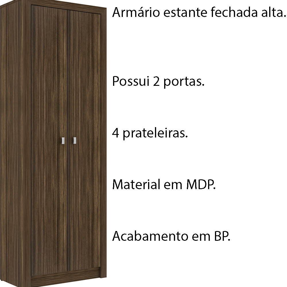 Armário Estante Alto para Escritório Home Office ME4105 MDP Nogal G69 - Gran Belo