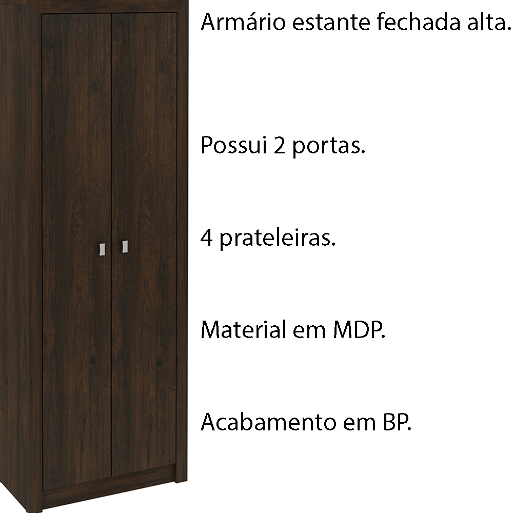 Armário Estante Alto para Escritório Home Office ME4105 MDP Rustico G69 - Gran Belo