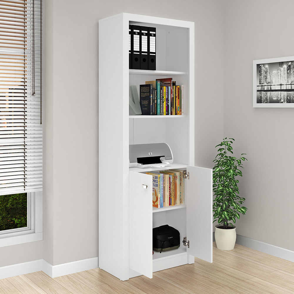 Armário Estante Alto para Escritório Home Office ME4110 MDP Branco G69 - Gran Belo