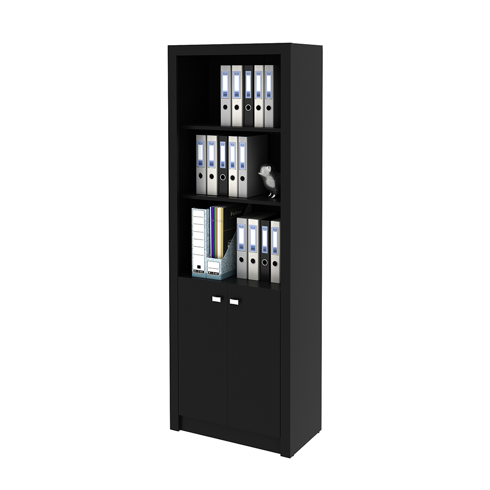 Armário Estante Alto para Escritório Home Office ME4110 MDP Preto G69 - Gran Belo