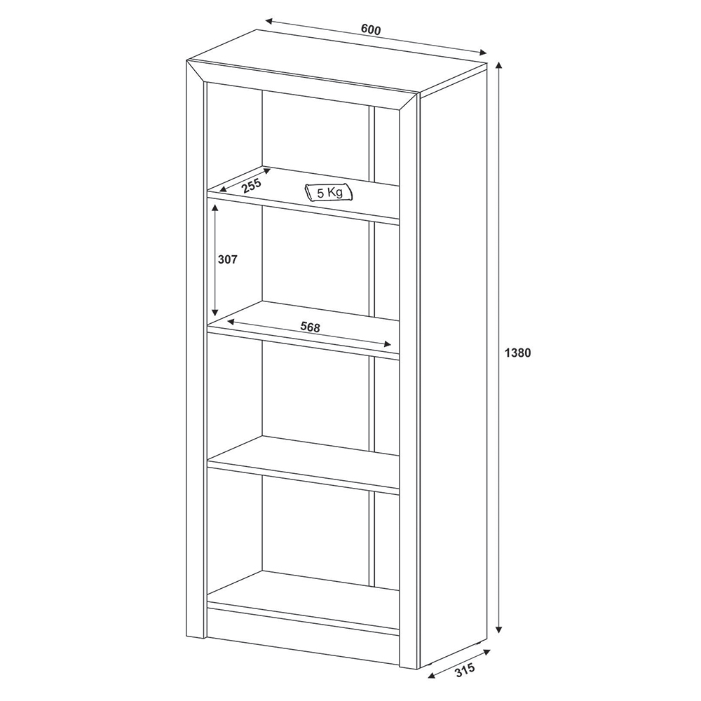 Armário Estante Alto para Escritório Home Office ME4137 MDP Amendoa G69 - Gran Belo