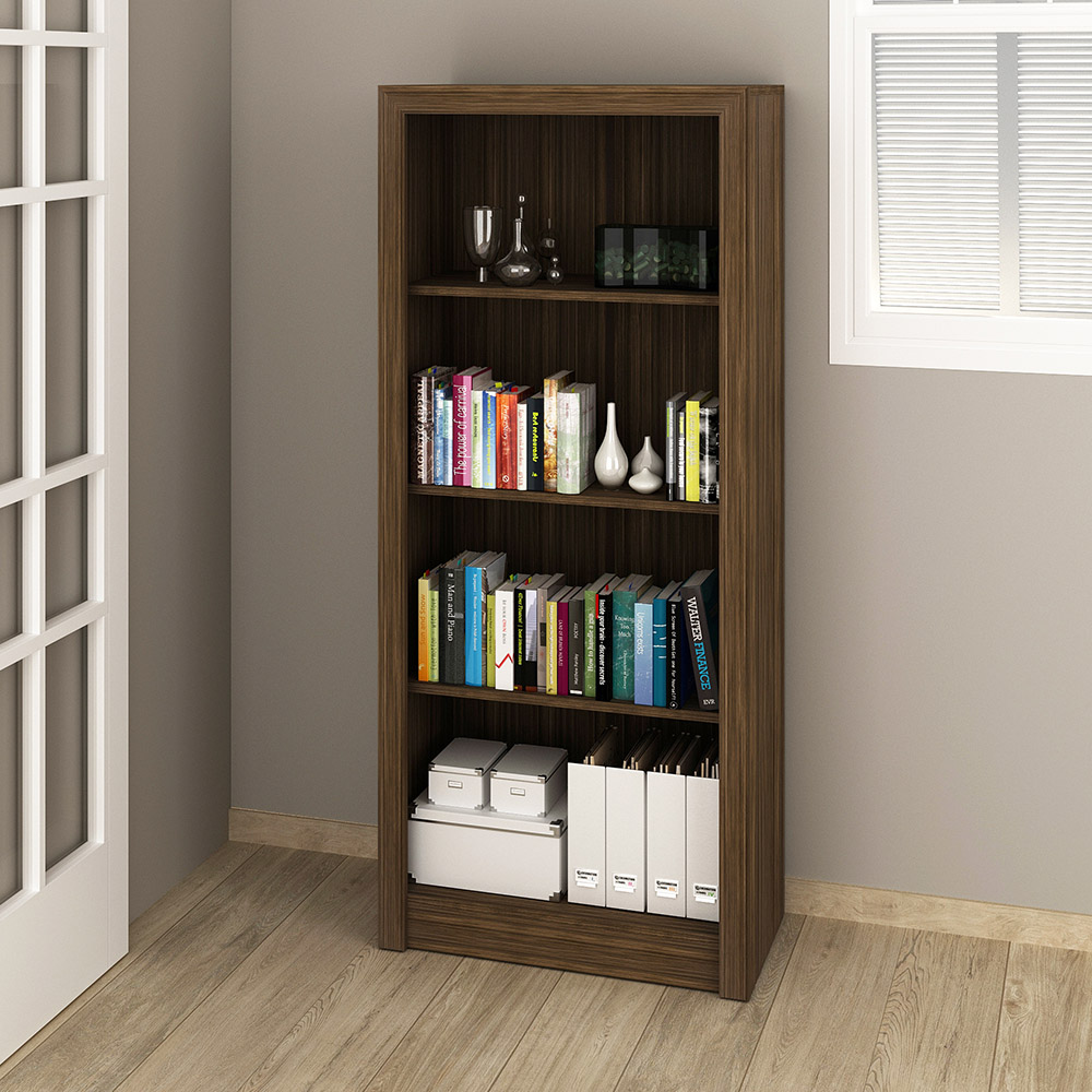 Armário Estante Alto para Escritório Home Office ME4137 MDP Nogal G69 - Gran Belo