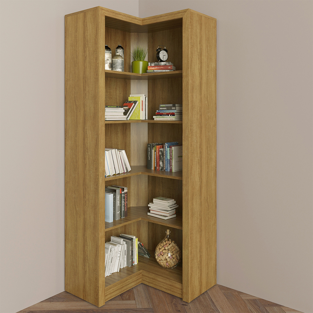 Armário Estante de Canto Alto para Escritório Home Office ME4132 MDP Amendoa G69 - Gran Belo