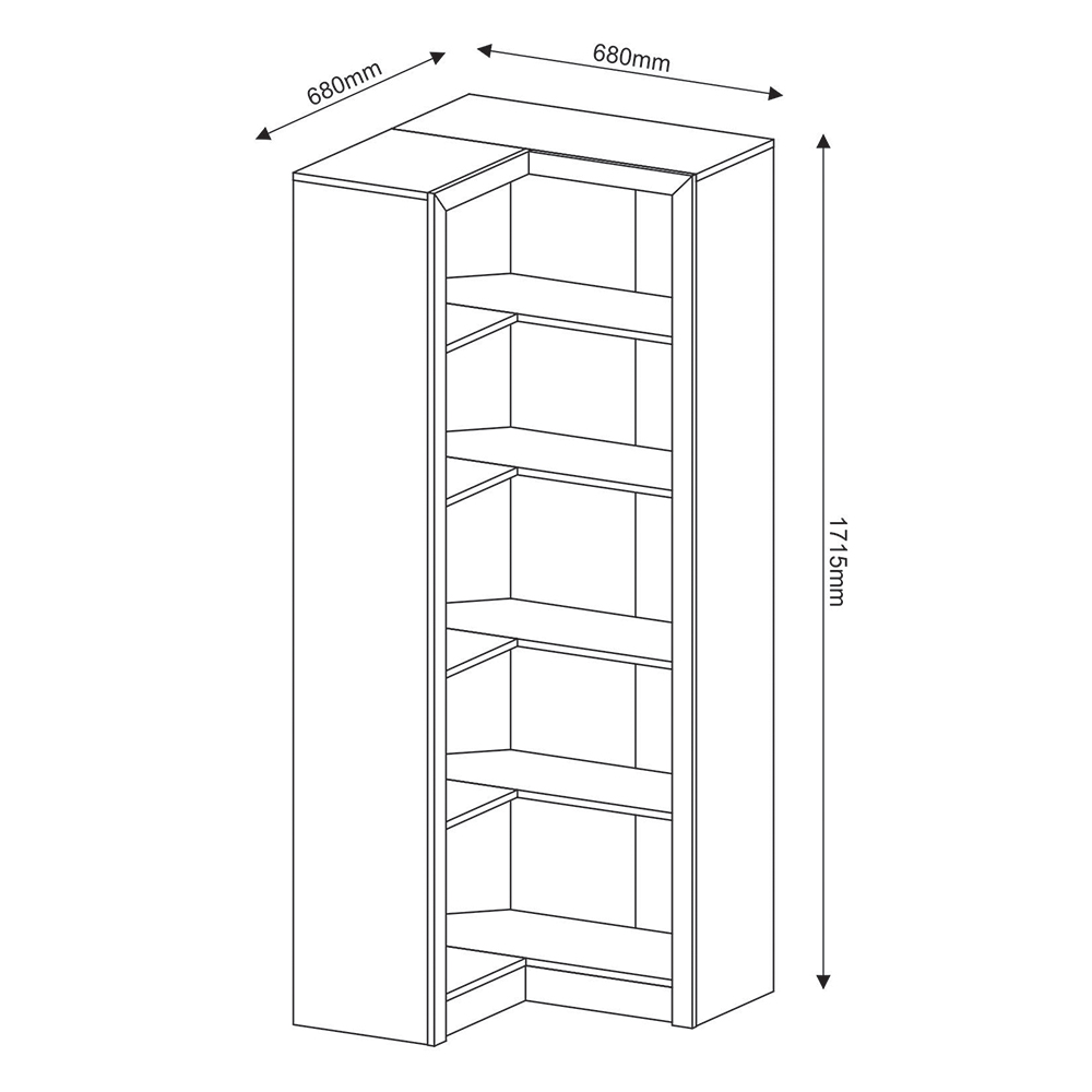 Armário Estante de Canto Alto para Escritório Home Office ME4132 MDP Amendoa G69 - Gran Belo